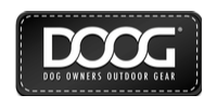 Black DOGG logo with white text and the words “Dog Owners Outdoor Gear” on a rounded rectangular badge