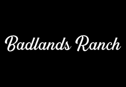 “Badlands Ranch” in white cursive text on a black background