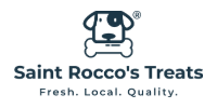 Saint Rocco’s Treats logo with a simple dog icon and the tagline “Fresh. Local. Quality.”