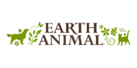 EARTH ANIMAL logo with brown text and green plant and dog icons