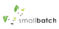 Smallbatch logo with green leaf icon and black text on white background