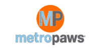 MetroPaws logo with orange circle and blue “MP” above blue-gray text.