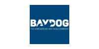 Blue BayDog logo with white text and tagline on a blue square background