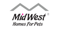 MidWest Homes for Pets logo with gray roof peaks and black italic text