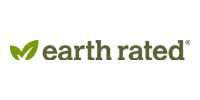 Earth Rated logo with green leaf icon and olive green text on white background