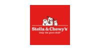 Red Stella & Chewy's logo with dog silhouettes and white text on a red square