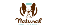 Natural Dog Company logo with a stylized dog face and halo in brown and white.