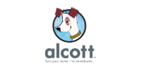 Alcott logo with a white dog in a blue circle and the tagline “Start your dog’s adventure.”