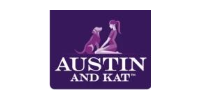 Purple Austin & Kat logo with a seated cat silhouette and white text