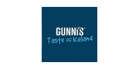 GUNNÍS Taste of Iceland logo on a dark blue square background