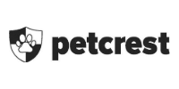 Petcrest logo with a black shield and pet paw icon beside the word “petcrest” in black on white background