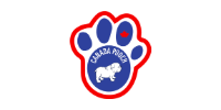 Blue and red paw-print logo with a white bear and surrounding text on a white background