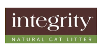 Integrity Natural Cat Litter logo on a brown and green background