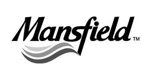 Mansfield logo with stylized black text and three gray wave lines underneath