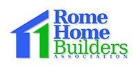 Logo of Rome Home Builders Association: Blue and green house graphic with blue text.