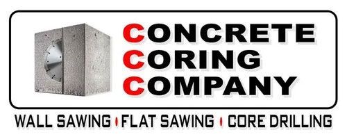 Logo for Concrete Coring Company with wall sawing, flat sawing, and core drilling services