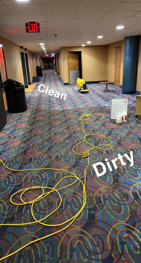 Before and after carpet cleaning