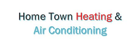 Home Town Heating & Air Conditioning logo with red "Heating" and blue "Air Conditioning".