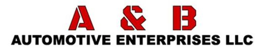 A & B Automotive Enterprises LLC logo in red letters on a white background.