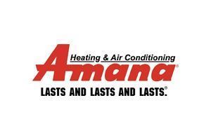 Amana Heating & Air Conditioning logo in red with the text 
