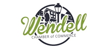 Logo for Wendell Chamber of Commerce. Green cursive 