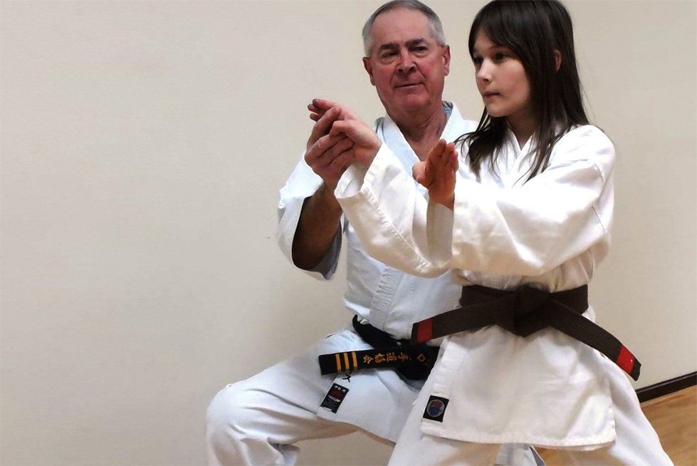 Girl practicing karate