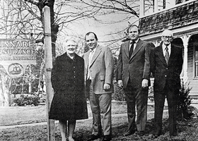 A Kinnare family portrait taken in front of the company’s original signpost in 1974. L to R: Founder Edna Kinnare, President John Kinnare, Vice President Bill Kinnare and Thomas C. Kinnare.