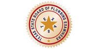 The official logo of the Texas State Board of Plumbing Examiners, featuring a star with the word 