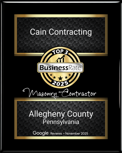 Cain Contracting award plaque, top 3 business in Allegheny County, Pennsylvania, 2025