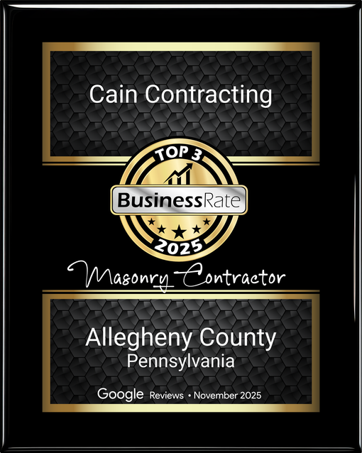 Cain Contracting award plaque, top 3 business in Allegheny County, Pennsylvania, 2025