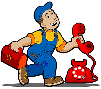 Plumber with red phone artwork
