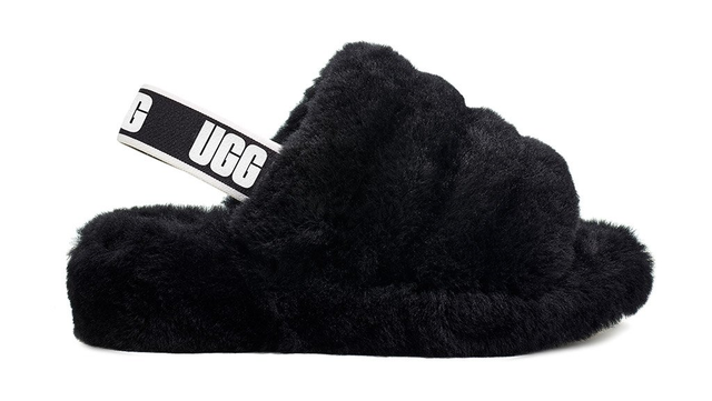 ugg slides black white and grey