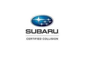 Subaru Certified Collision logo: Blue oval with stars and text