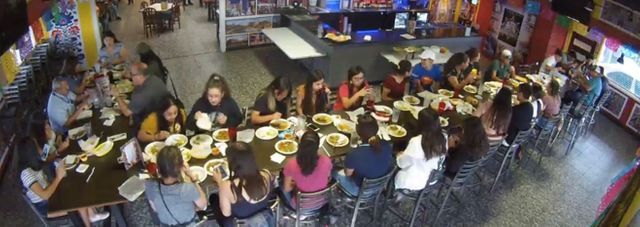 People enjoying their food