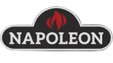 Napoleon logo with white text on a black badge and a red flame icon above the name
