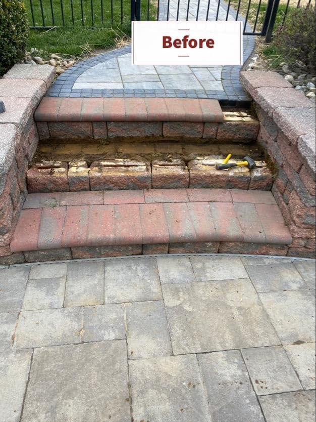 A picture of a brick walkway before being built