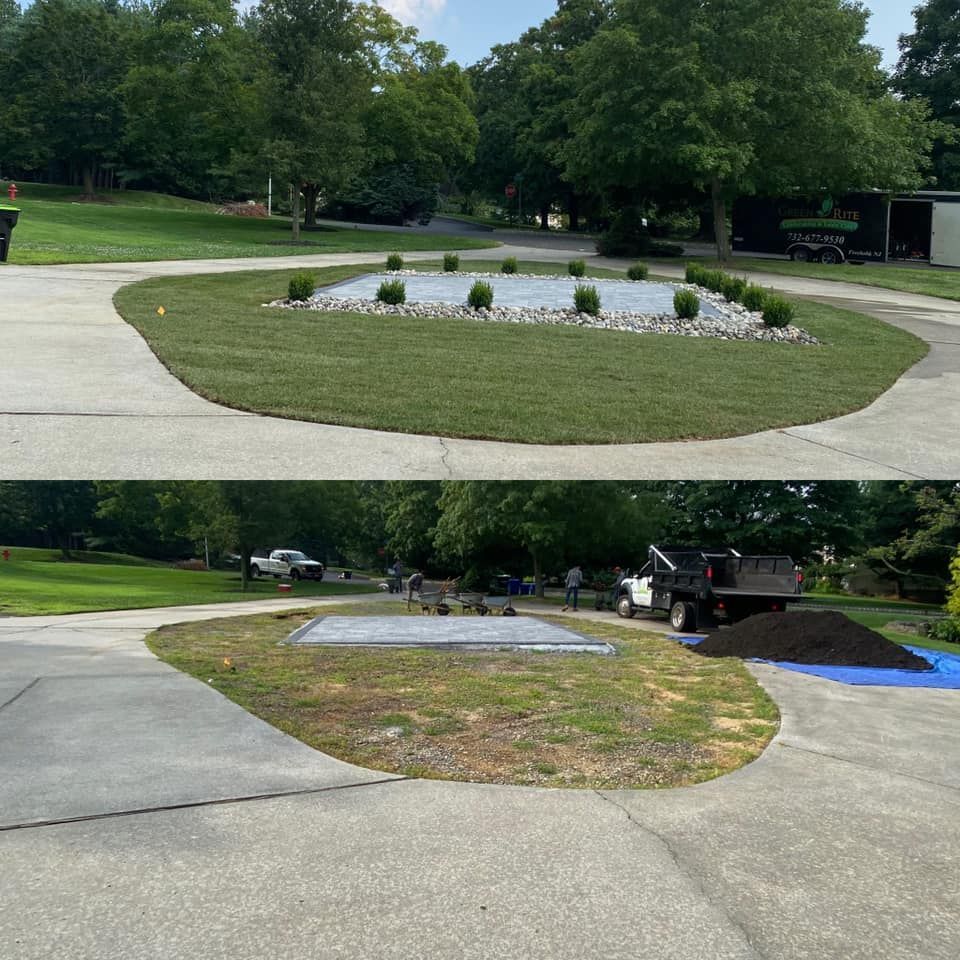 A before and after photo of a concrete driveway
