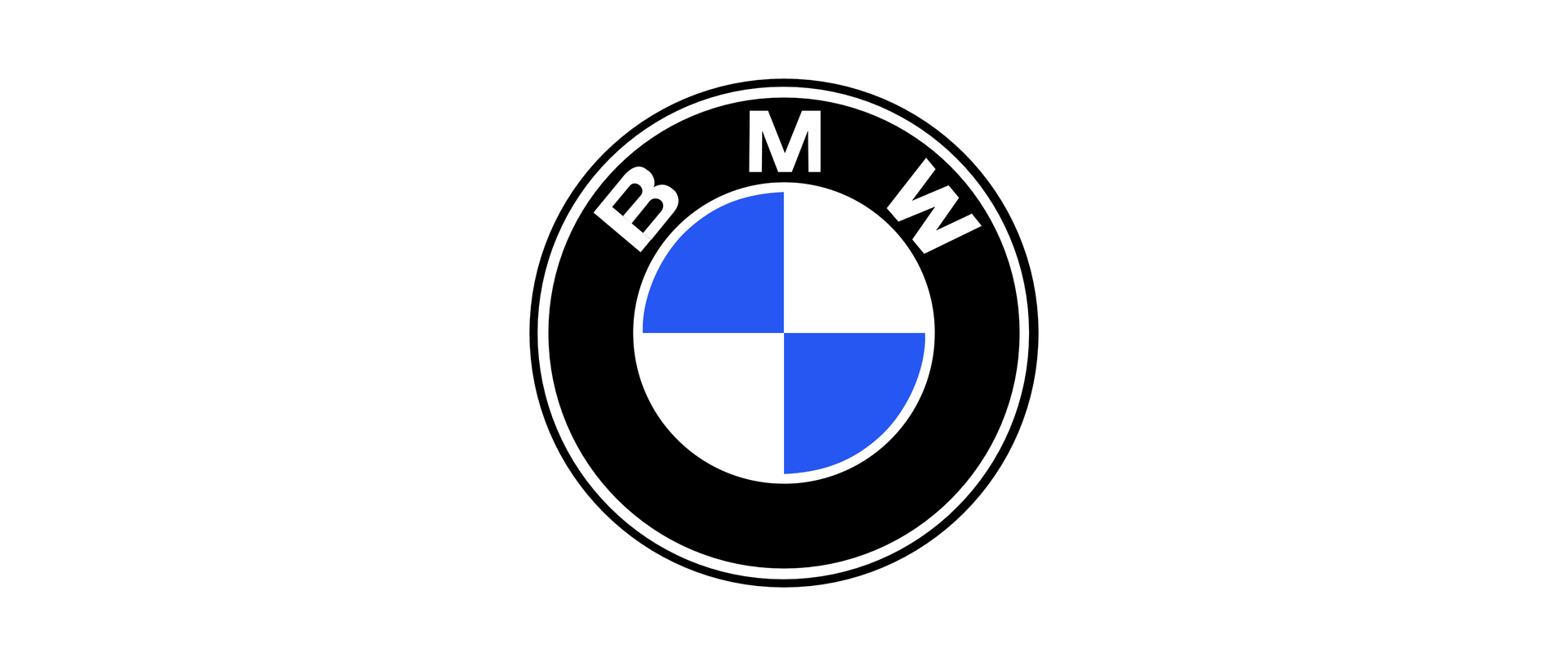BMW logo in black, white, and blue circular emblem on a white background
