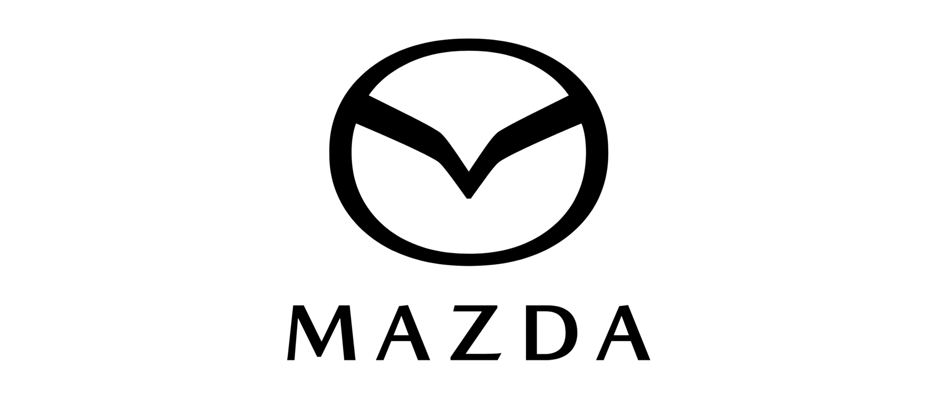Mazda logo in black on a white background