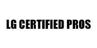 The logo for lg certified pros is black and white.