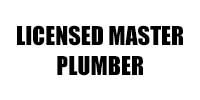 A black and white logo for a licensed master plumber.