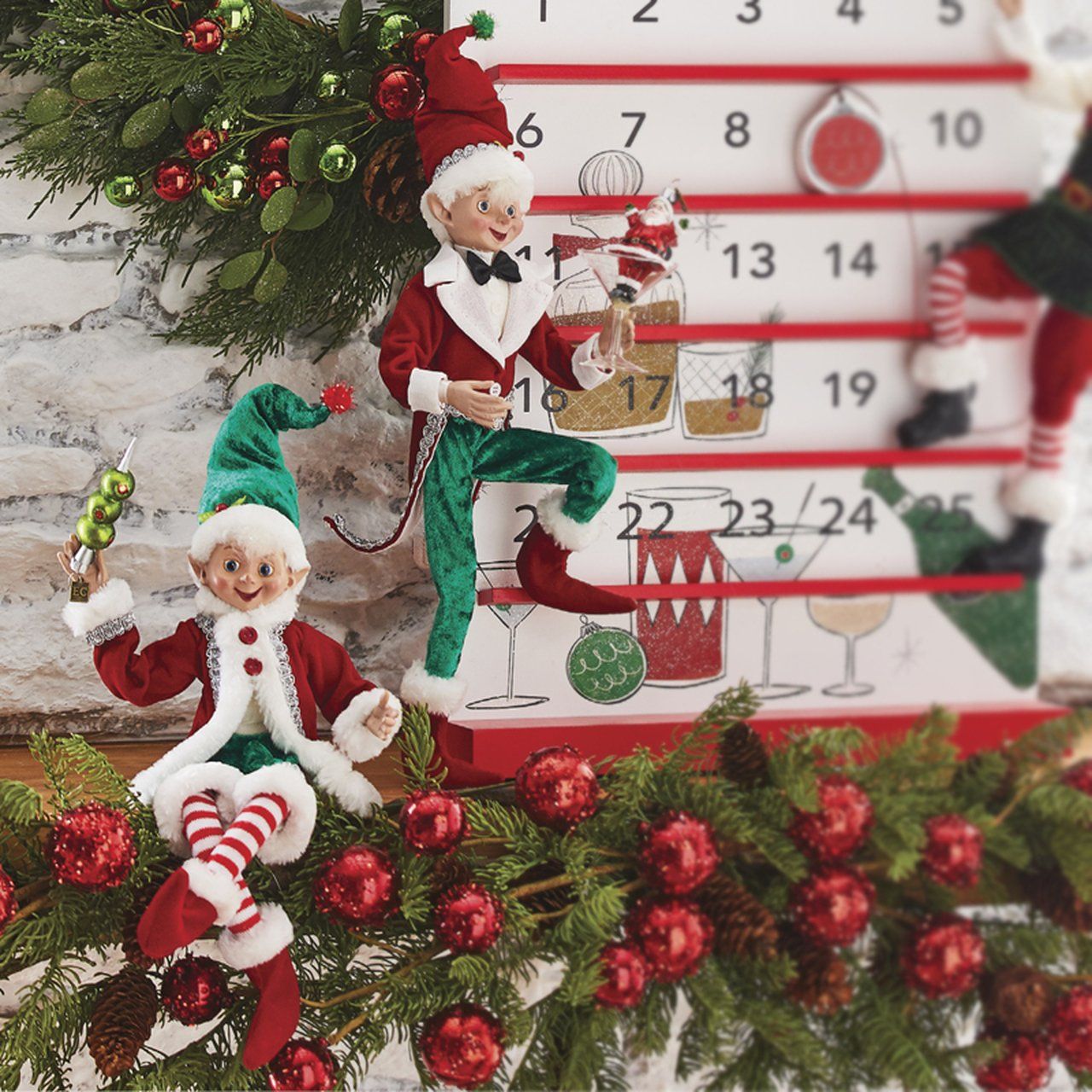 A christmas advent calendar with two elves on it