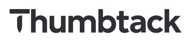 Thumbtack logo in dark gray on a light background