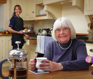 old woman with healthcare provider