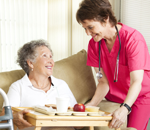 old woman with healthcare provider