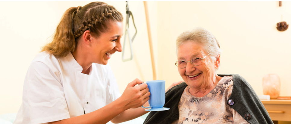 old woman with healthcare provider