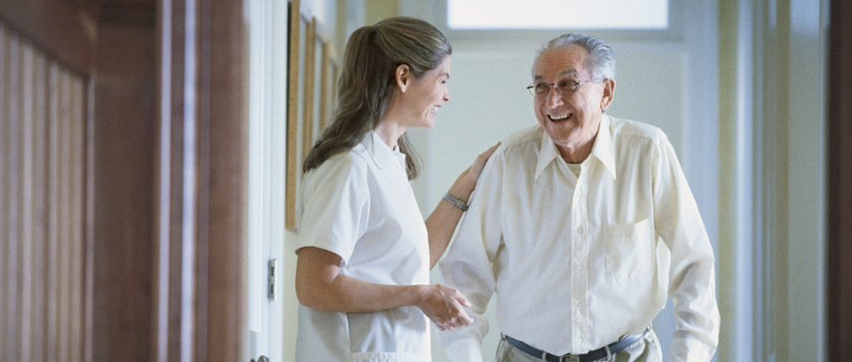 old man with healthcare provider