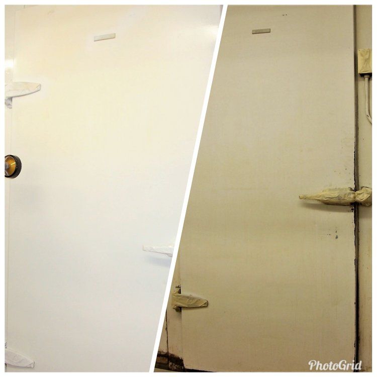 Cooler door before and after