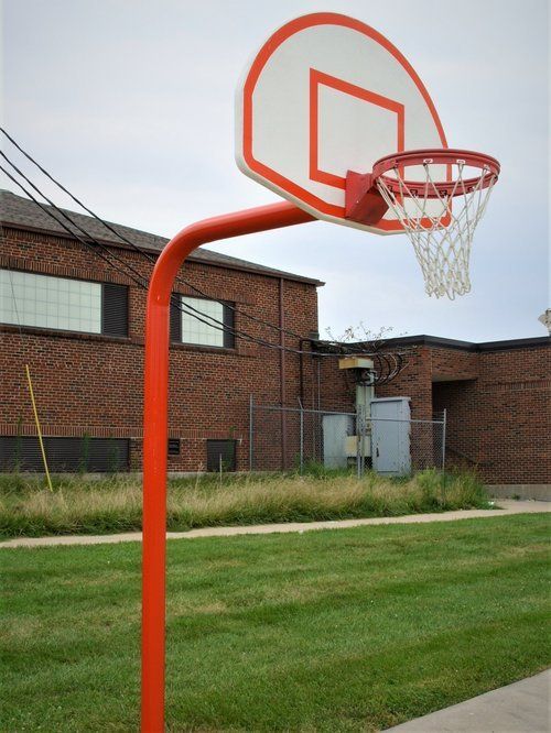 Red basketball pole
