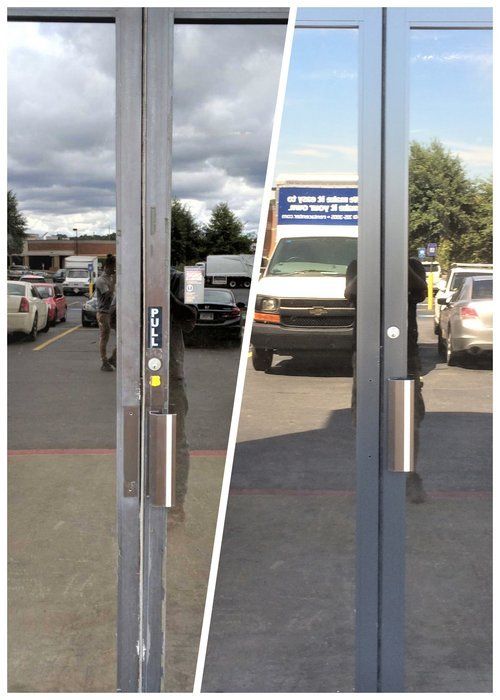 Glass doors before and after